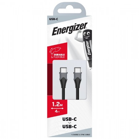 Energizer Bicolor 2.4A USB-C to USB-C  1.2m Connection Cable Black