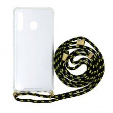 Case Ancus Crossbody for Samsung A20 A205F A30 A305F Transparent with Black Yellow Strap