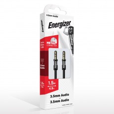Energizer C130JIBK 3.5mm Male Audio Connection Cable to 3.5mm Male 1.5m Black