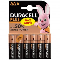 Battery Alkaline Duracell Plus LR6 size AA 1.5 V Pcs. 4 + 2 and 50% Extra Life