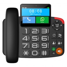 GSM Desktop Phone Maxcom MM42D 4G Black with Mobile Phone Use SOS Button 3.97"