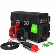 Green Cell Car Power Inverter Converter INV01DE 12V to 230V 300W/600W connected to both the cigarette lighter and directly to the battery