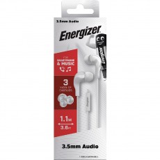Hands Free Energizer CIA5 Stereo 3.5mm White with Micrphone and Operation Control Button 1,1m
