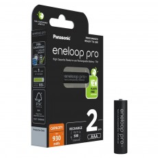 Rechargeable Battery Panasonic eneloop pro BK-4HCDE/2BE 930 mAh size AAA Ni-MH 1.2V Τεμ. 2 New Package