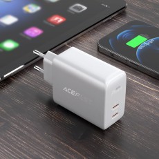 Travel Charger Acefast A9 Fast Charging USB-C QC3.0 / QC2.0 PD40W White. Smart output, support for PD20W, for QC3.0 / QC2.0, for AFC, for FCP and other charging protocols. Compatible with 99% USB charging digital devices. Flame-retardant PC material, stu