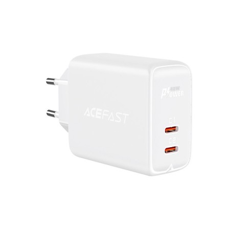Travel Charger Acefast A9 Fast Charging USB-C QC3.0 / QC2.0 PD40W White