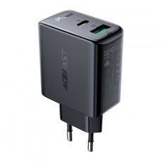 Travel Charger Acefast A5 Fast Charging USB-C 20W+USB-A 12W PD20W, QC3.0 / QC2.0 32W Black