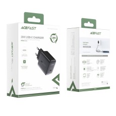 Travel Charger Acefast A1 Fast Charging USB-C PD3.0 PD20W QC3.0 / QC2.0 5V / 2.4A Black. Travel Charger Acefast A5 Fast Charging 0.6A, 32W, 1xUSB-C 20W+1xUSB-A 12W,  PD20W, QC3.0 / QC2.0, AFC, FCP, Black.  Smart output, support for PD20W, QC3.0 / QC2.0,
