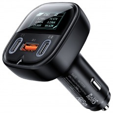Car Charger Acefast B5 2xUSB-C+USB-A Smart OLED display 101W Black