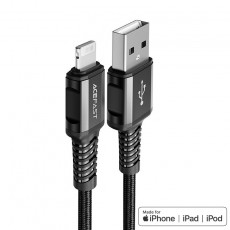 Data Cable Acefast C1-02 USB-A to Lightning Braided 2.4A Apple Certified MFI 1.2m Black
