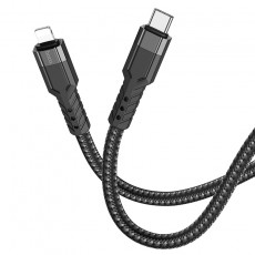 Data Cable Hoco U110 iP USB-C to Lightning Braided PD20W Black 1.2m Extra Durability