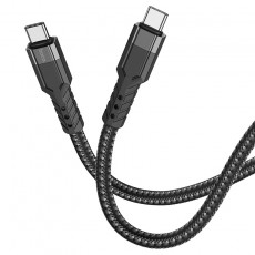 Data Cable Hoco U110 USB-C to USB-C Braided 60W 20V/3A Black 1.2m Extra Durability