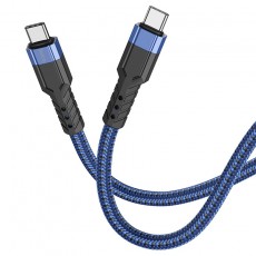 Data Cable Hoco U110 USB-C to USB-C Braided 60W 20V/3A Blue 1.2m Extra Durability