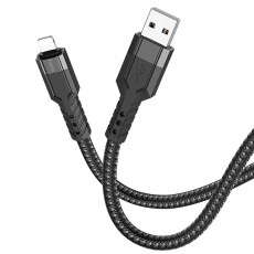 Data Cable Hoco U110  USB to Lightning Braided 2.4A Black 1.2m Extra Durability