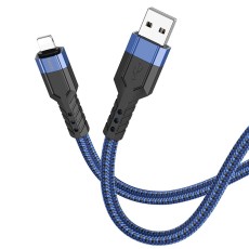 Data Cable Hoco U110 USB to Lightning Braided 2.4A Blue 1.2m Extra Durability