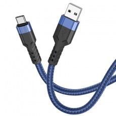Data Cable Hoco U110 USB to USB-C Braided 3A Blue 1.2m Extra Durability
