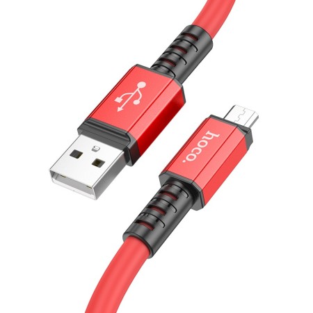 Data Cable Hoco X85 Strength USB to Micro-USB 2.4A Red Extra Durability 1m