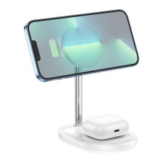 Wireless Charger Pad Hoco CW40 Noble 3-in-1 5V/2A 9V/3A Fast Charging 15W White