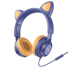 Stereo Headphones Hoco W36 Cat ear with Microphone Hi-Fi 3.5mm Blue