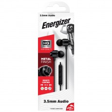 Hands Free Energizer CIA10 Metal Stereo 3.5mm Black with Micrphone and Multi Operation Control Button 1,2m