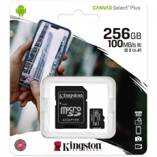 MicroSDXC 256GB Kingston Canvas Select Plus Class 10 with SD Adapter SDCS2/256GB