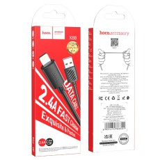 Data Cable Hoco X88 USB to Lightning  2.4A  for Fast Charging and Data Transfer Black 1m