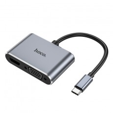 Hub USB-C Hoco HB29 Easy-Lead with HDMI 4K 30Hz and VGA 1080P 1.5m Grey