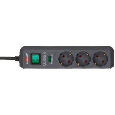 Lightning Protection Overvoltage Brennenstuhl Eco-Line 13.500A, 3-Position Suko IP20 1.5 m Black