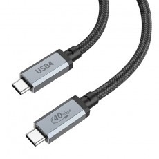 Cable Hoco US05 USB-C to USB-C 4.0 4K 60Hz HD 40Gbps PD100W  20V/5A 1m Black