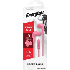 Hands Free Energizer CIA5 Stereo 3.5mm Pink with Micrphone and Operation Control Button 1,1m