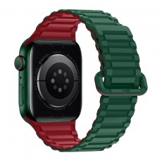Watchband Hoco WA06 Flexible Military Pattern 42/44/45/49mm for Apple Watch 1/2/3/4/5/6/7/8/SE Green with Red Silicon Band