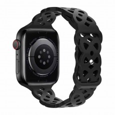 Watchband Hoco WA09 Flexible Rhombus Hollow 42/44/45/49mm for Apple Watch 1/2/3/4/5/6/7/8/SE Black Silicon Band