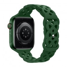 Watchband Hoco WA09 Flexible Rhombus Hollow 42/44/45/49mm for Apple Watch 1/2/3/4/5/6/7/8/SE Dark Green Silicon Band