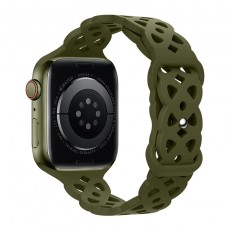 Watchband Hoco WA09 Flexible Rhombus Hollow 42/44/45/49mm for Apple Watch 1/2/3/4/5/6/7/8/SE Olive Green Silicon Band