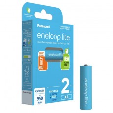 Rechargeable Battery Panasonic Eneloop lite BK-3LCCE/2BE 950 mAh size AA Ni-MH 1.2V Τεμ. 2 New Package