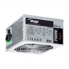 Power Supply ATX 700W Akyga AK-B1-700 P4+4 2x PCI-E 6+2 pin 5x SATA 2x Molex PPFC FAN 12cm