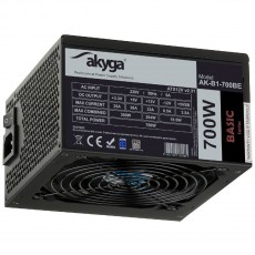 Power Supply ATX 700W Akyga AK-B1-700BE Black Edition P4+4 PCI-E 6 pin i 6+2 pin 5x SATA PPFC FAN