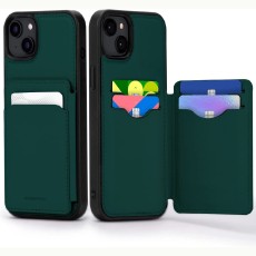 Book Case Balance Fit Diary with Card Holder for Apple iPhone 14 Plus Green