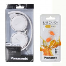Headphones Panasonic RP-HF100E-W 3.5mm Folding White + Hands Free Panasonic In-ear RP-HNJ100E-D 3.5mm Orange No Mic