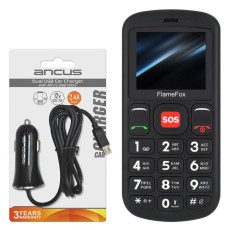 FlameFox Care1 1.77" with Radio. Torch + Car Charger Ancus Micro USB 2400 mAh 5V 12W
