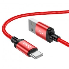 Data Cable Hoco X89 Wind USB to USB-C 3A 1m Red Braided