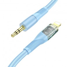 Audio Cable Hoco UPA25 Transparent Discovery Edition Lightning to 3.5mm Blue 1m Braided