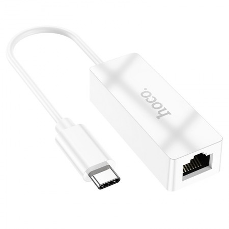 Hoco UA22 USB-C Male to RJ45 OTG 100Mbps 13cm White