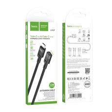 Extension Cable Hoco U107 USB-C to USB-C 2.0 3A OTG Black 1.2m Braided