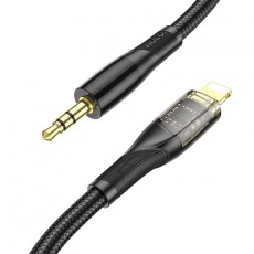 Audio Cable Hoco UPA25 Transparent Discovery Edition Lightning to 3.5mm Black 1m Braided