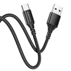 Data Cable Borofone BX54 Ultra Bright USB to USB-C 2.4A Black 1m Braided
