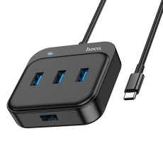 Hub USB-C Hoco HB31 Easy 4-in-1 with 4 χ USB3.0 Black 20cm