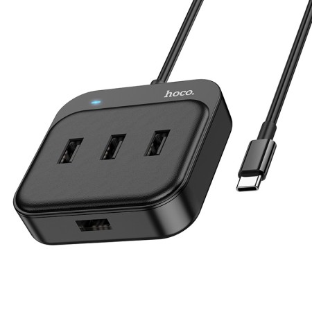 Hub USB-C Hoco HB31 Easy 4-in-1 with 4 x USB2.0 Black 20cm