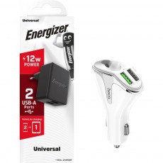 3 x Travel Charger Energizer Universal with Dual Port USB-A + 1 χ Car Charger Hoco E47 Pro Traveller USB QC3.1