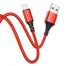 Data Cable Borofone BX54 Ultra Bright USB to Lighting 2.4A Red 1m Braided
